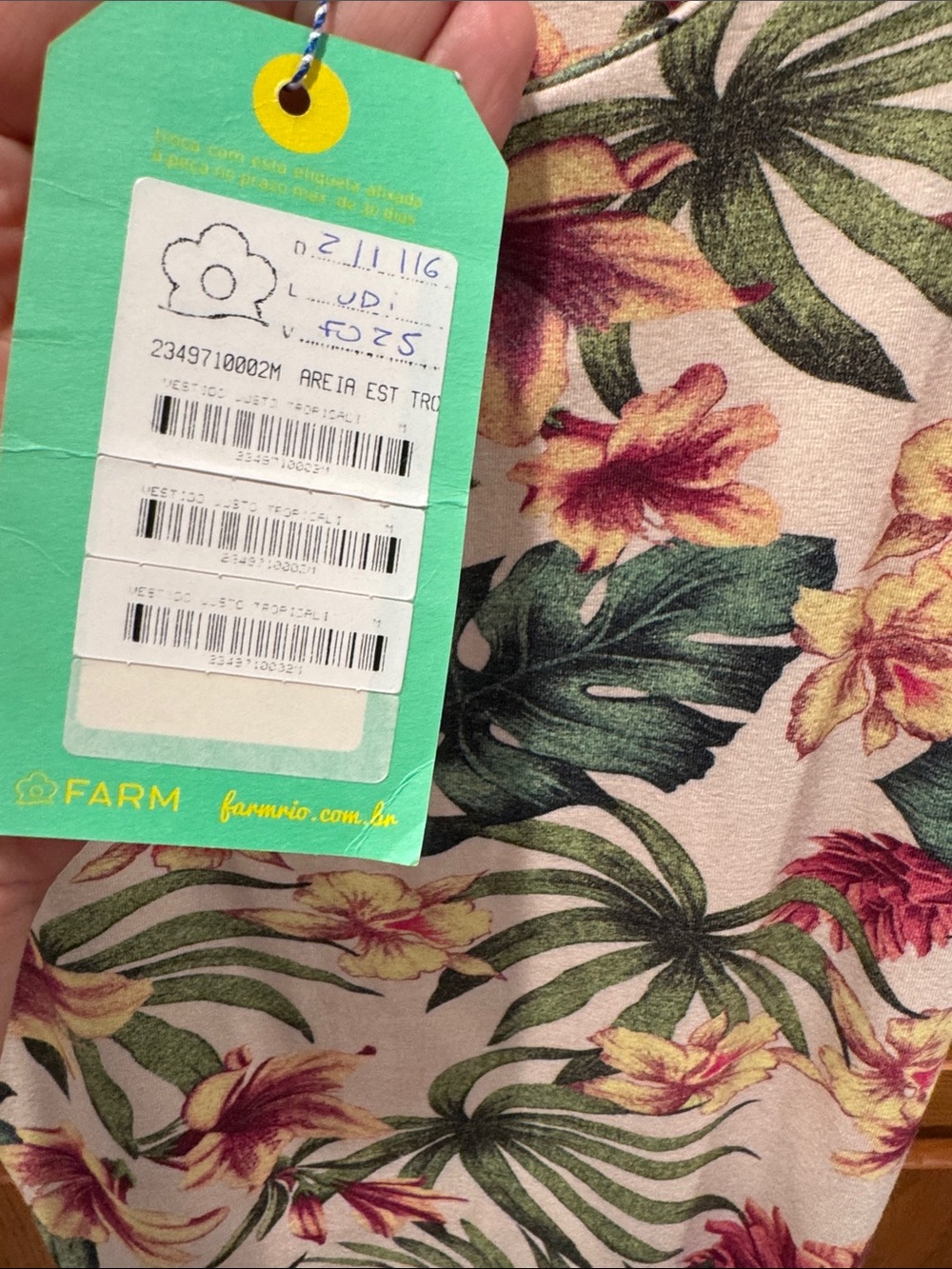 FARM RIO Floral Tropical Tank Dress - Cream with Green & Pink - Picture 3 of 6